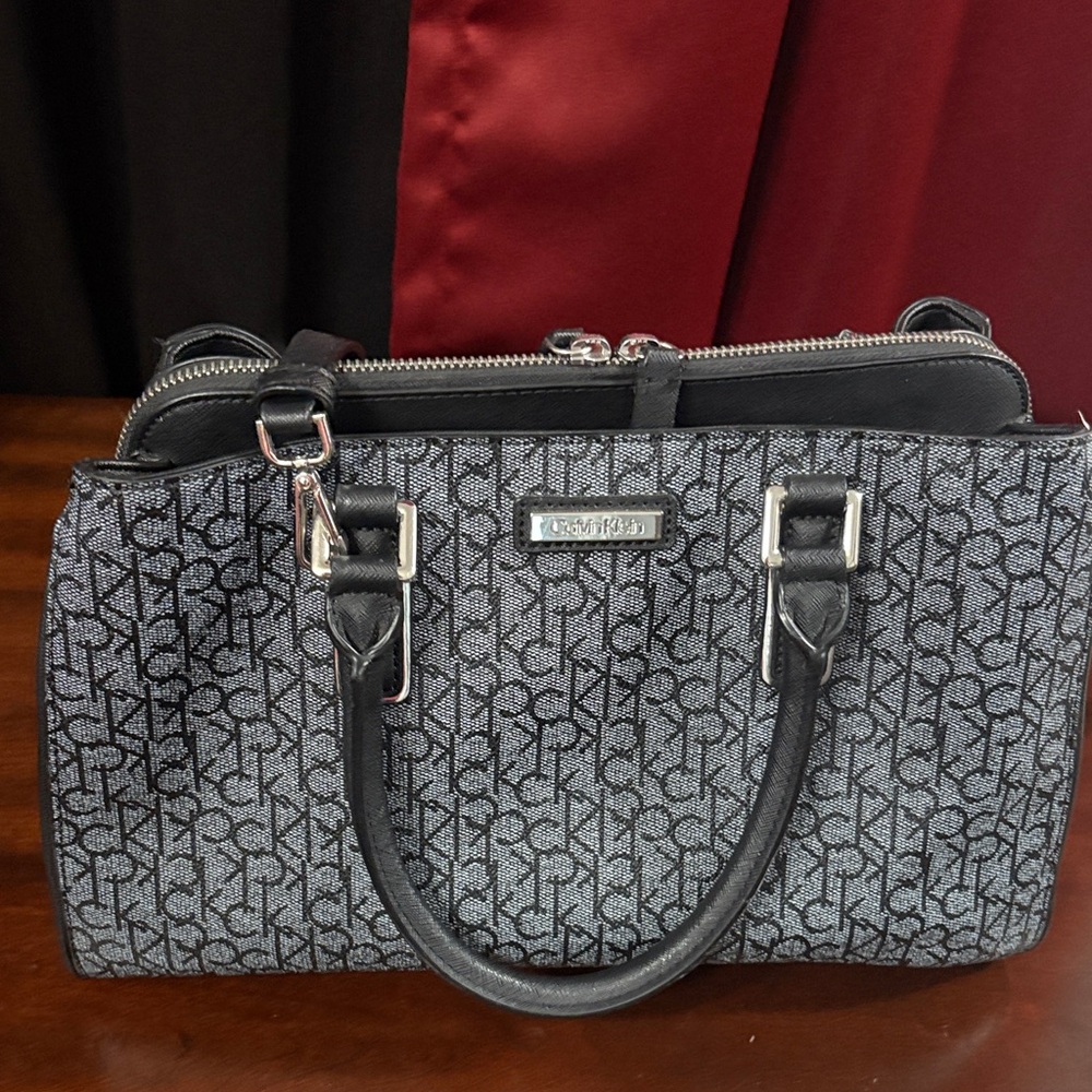 Calvin Klein Monogram Black and Gray Satchel